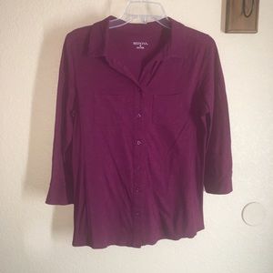 Maroon Button-up Blouse, M